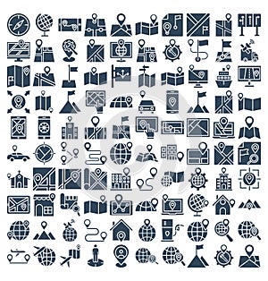 Map and Navigation Isolated Vector Icons set that can easily modify or edit
