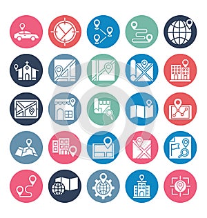 Map and Navigation Isolated Vector Icons set that can easily modify or edit