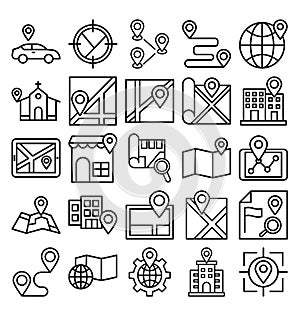 Map and Navigation Isolated Vector Icons set that can easily modify or edit Map and Navigation Isolated Vector Icons set that can