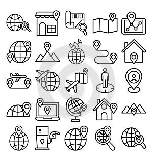 Map and Navigation Isolated Vector Icons set that can easily modify or edit