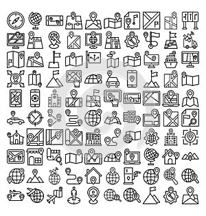 Map and Navigation Isolated Vector Icons set that can easily modify or edit