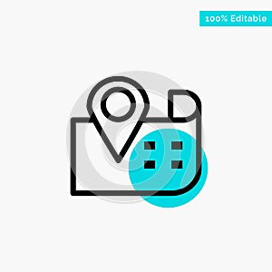 Map, Navigation, Location turquoise highlight circle point Vector icon