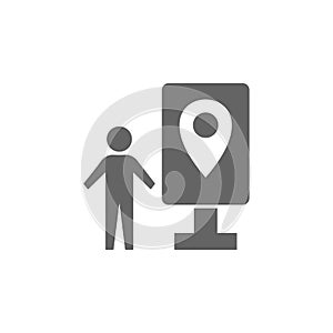 Map, navigation, person, stand icon. Element of materia flat maps and travel icon. Premium quality graphic design icon. Signs and