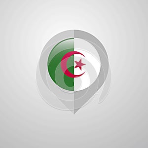 Map Navigation pointer with Alegeria flag design vector