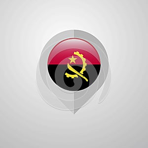 Map Navigation pointer with Angola flag design vector