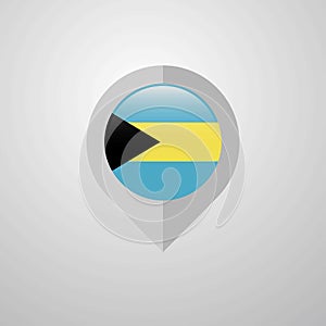 Map Navigation pointer with Bahamas flag design vector