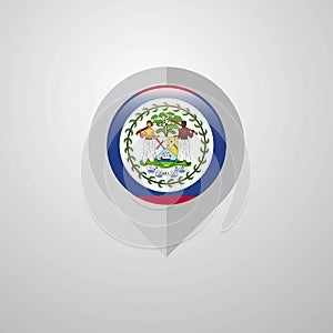 Map Navigation pointer with Belize flag design vector