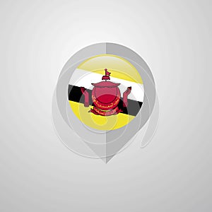 Map Navigation pointer with Brunei flag design vector