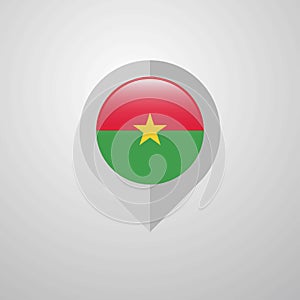 Map Navigation pointer with Burkina Faso flag design vector