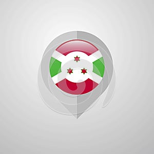 Map Navigation pointer with Burundi flag design vector