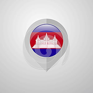 Map Navigation pointer with Cambodia flag design vector