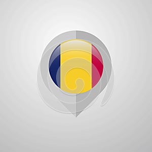 Map Navigation pointer with Chad flag design vector