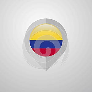 Map Navigation pointer with Colombia flag design vector