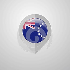 Map Navigation pointer with Cook Islands flag design vector