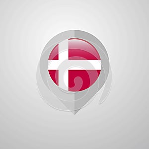 Map Navigation pointer with Denmark flag design vector