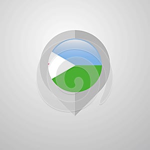 Map Navigation pointer with Djibouti flag design vector