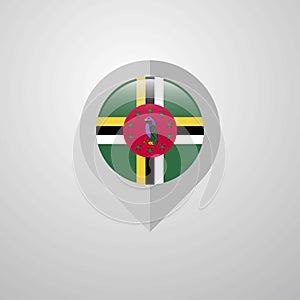 Map Navigation pointer with Dominica flag design vector