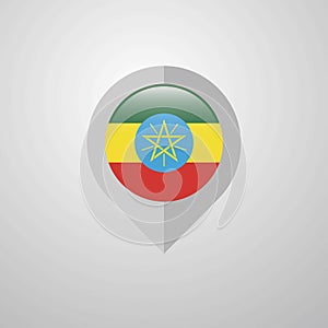 Map Navigation pointer with Ethiopia flag design vector