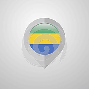 Map Navigation pointer with Gabon flag design vector