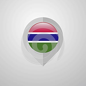 Map Navigation pointer with Gambia flag design vector
