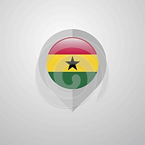 Map Navigation pointer with Ghana flag design vector