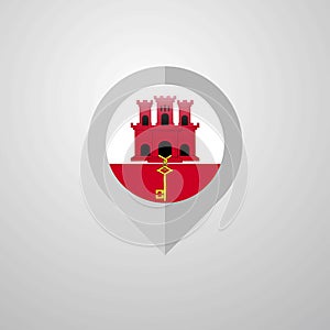 Map Navigation pointer with Gibraltar flag design vector