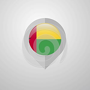 Map Navigation pointer with Guinea Bissau flag design vector