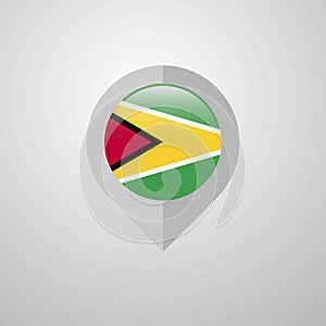 Map Navigation pointer with Guyana flag design vector