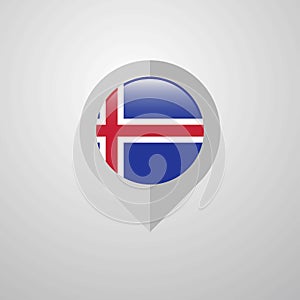 Map Navigation pointer with Iceland flag design vector