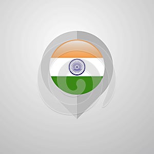 Map Navigation pointer with India flag design vector