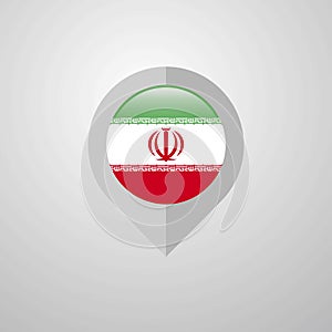 Map Navigation pointer with Iran flag design vector