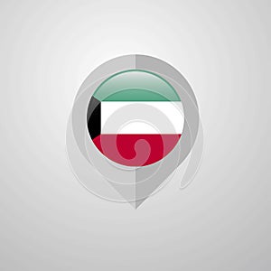 Map Navigation pointer with Kuwait flag design vector