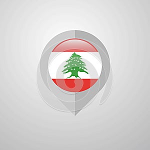 Map Navigation pointer with Lebanon flag design vector