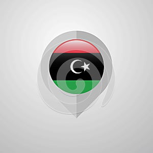 Map Navigation pointer with Libya flag design vector