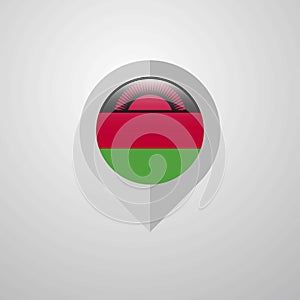 Map Navigation pointer with Malawi flag design vector