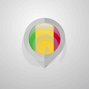 Map Navigation pointer with Mali flag design vector