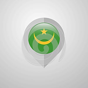 Map Navigation pointer with Mauritania flag design vector
