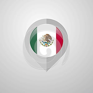 Map Navigation pointer with Mexico flag design vector