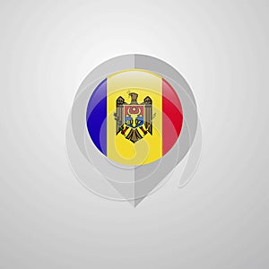 Map Navigation pointer with Moldova flag design vector