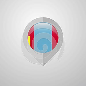 Map Navigation pointer with Mongolia flag design vector