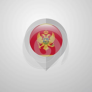 Map Navigation pointer with Montenegro flag design vector