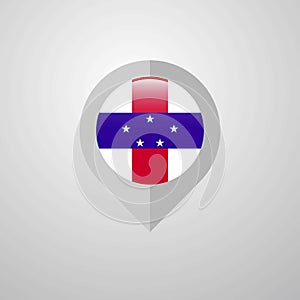 Map Navigation pointer with Netherlands Antilles flag design vector