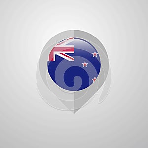 Map Navigation pointer with New Zealand flag design vector