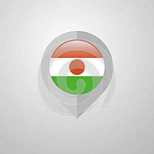 Map Navigation pointer with Niger flag design vector