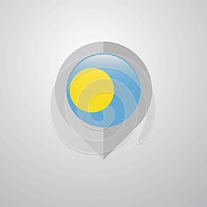 Map Navigation pointer with Palau flag design vector