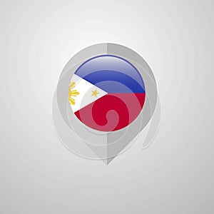 Map Navigation pointer with Phillipines flag design vector