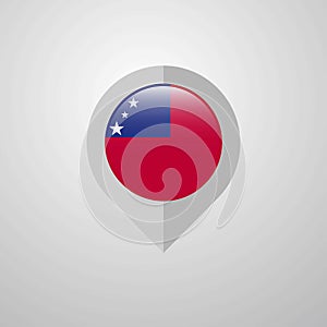 Map Navigation pointer with Samoa flag design vector