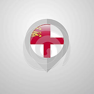 Map Navigation pointer with Sark flag design vector