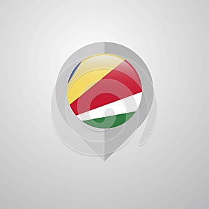 Map Navigation pointer with Seychelles flag design vector