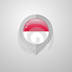 Map Navigation pointer with Singapore flag design vector